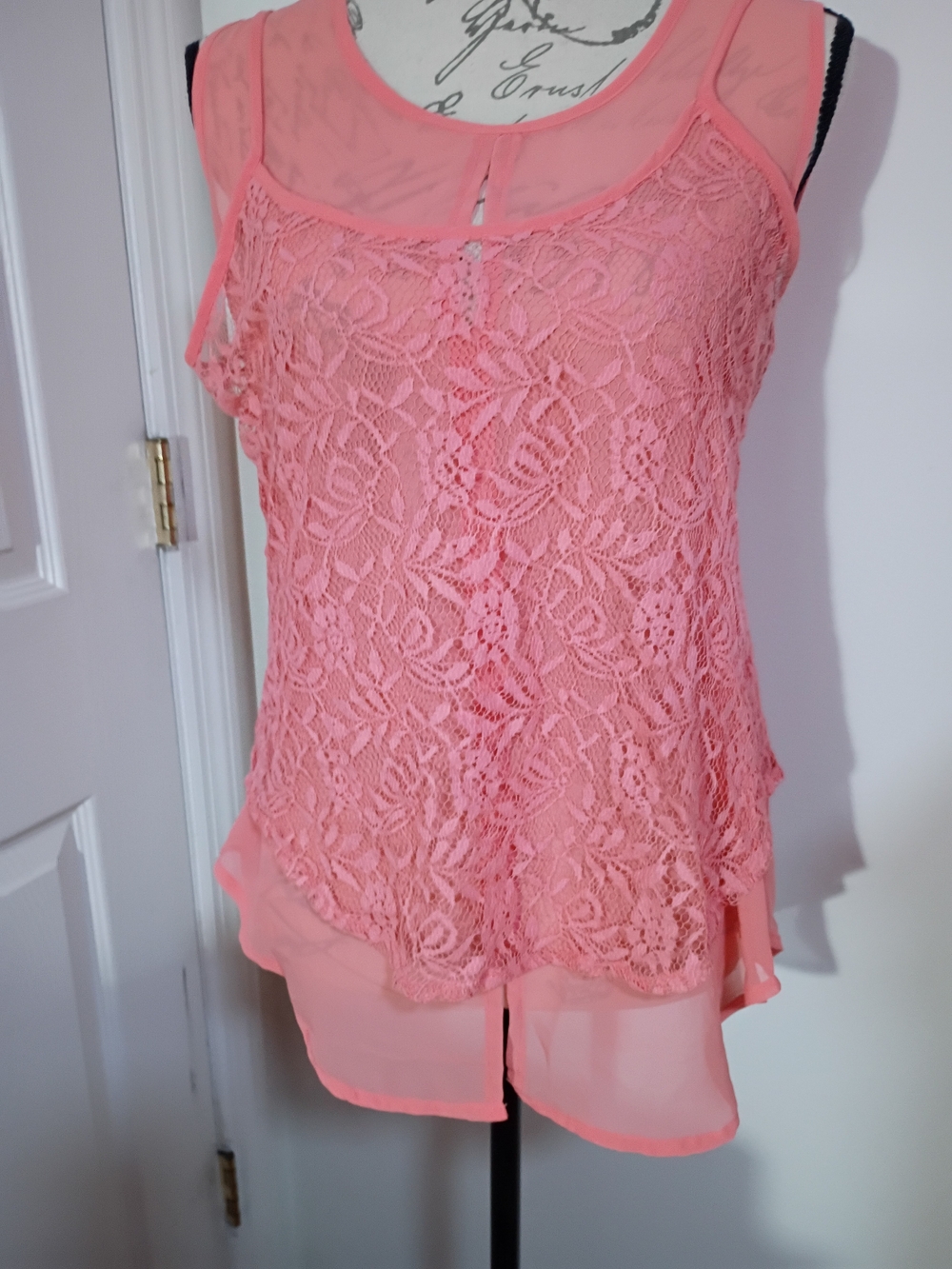 Milano Pink Lace Chiffon Layered Camisole